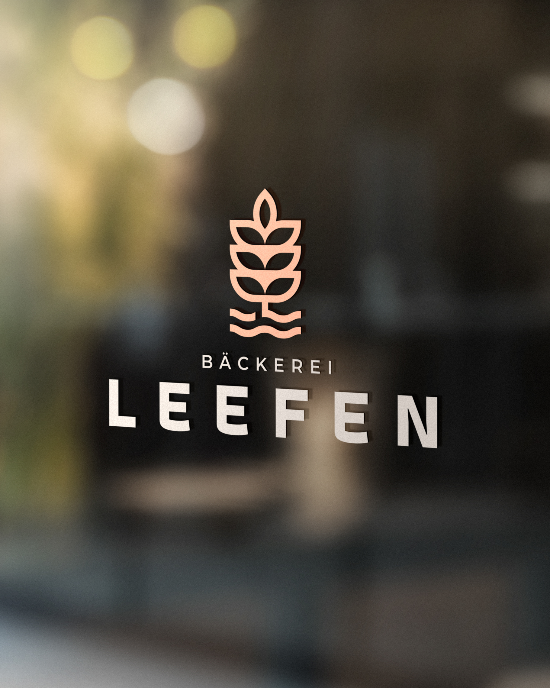 Bäckerei Leefen — Logo auf der Filiale